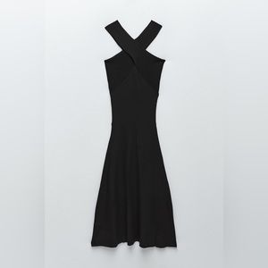 ZARA BLACK KNIT DRESS WITH CROSSED STRAPS REF 8146/003 SIZE S.